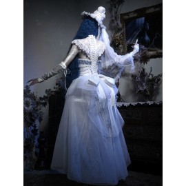 Corpse Bride Lace Chiffon Trailing Capelet Top By Blood Supply (BSY156CTP)