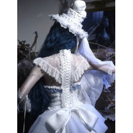 Corpse Bride Lace Chiffon Trailing Capelet Top By Blood Supply (BSY156CTP)