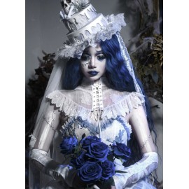 Corpse Bride Lace Chiffon Trailing Capelet Top By Blood Supply (BSY156CTP)