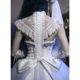 Corpse Bride Lace Chiffon Trailing Capelet Top By Blood Supply (BSY156CTP)