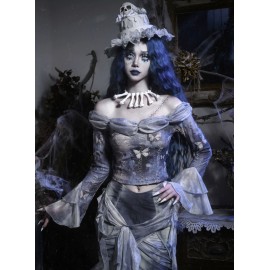 Corpse Bride Gothic Off-Shoulder Top by Blood Supply (BSY156OT)