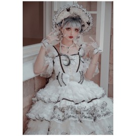 Dark Night Stars Black & White Hime Lolita Dress by Cat Fairy (CF32)