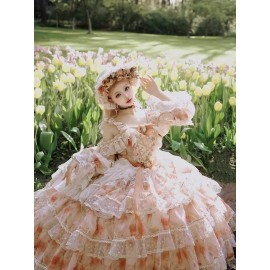 Pink Rose Petal Letter Hime Lolita Dress by Cat Fairy (CF37)