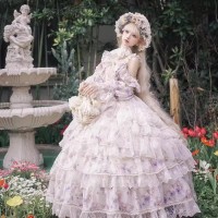 Purple Rose Petal Letter Hime Lolita Dress by Cat Fairy (CF38)