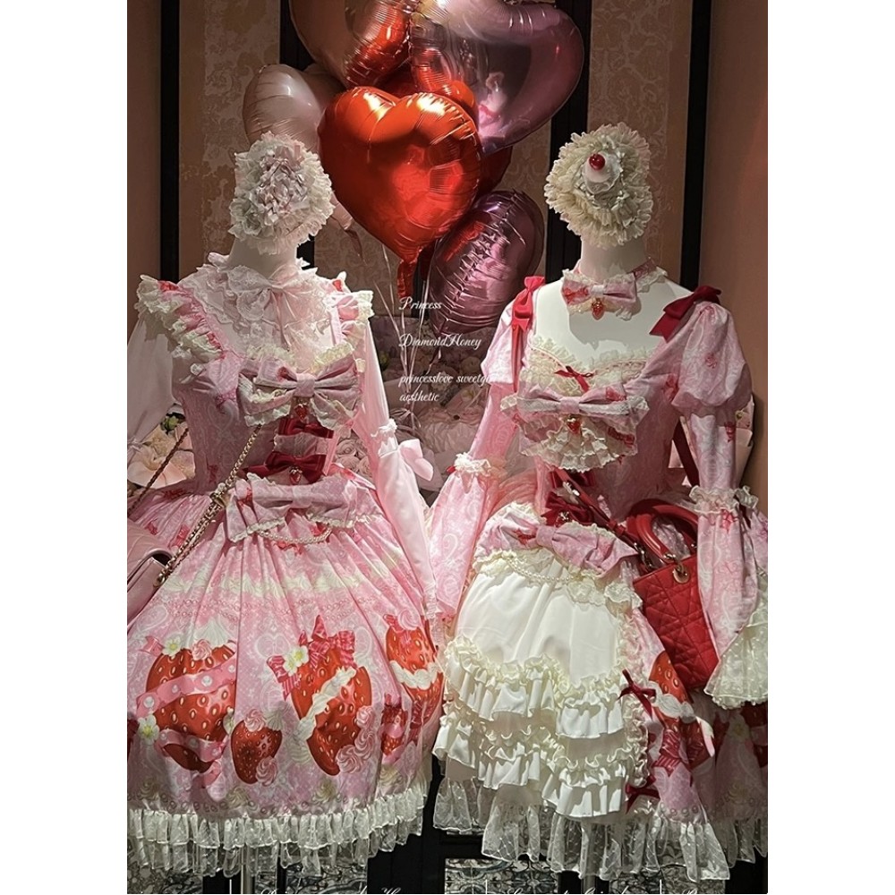 Cream Strawberry Princess Sweet Lolita Dress OP by Diamond Honey (DH137)