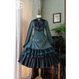 Striped Vintage Classic Lolita Dress OP by Miss Point (MPD02)