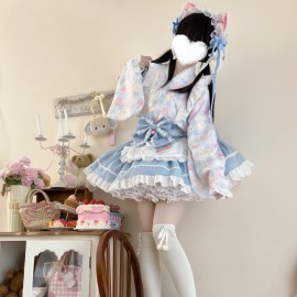 Cute Summer Kitty Wa Lolita 4pc Set Outfit (HCT03)