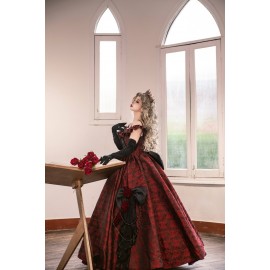 Burgundy Floral Hime Lolita Dress (PWT02)