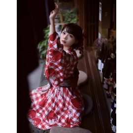Strawberry Party Wa Lolita Kawaii Yukata Set By To Alice (TA02)