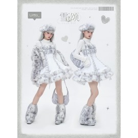 Snow Song Faux Fur Winter Sweet Lolita Short JSK & Coat by Urtto (UR20)