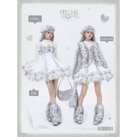 Snow Song Faux Fur Winter Sweet Lolita Short JSK & Coat by Urtto (UR20)