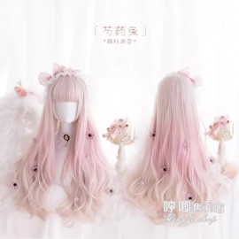 Peony Bunny Pink Gradient Long Curly Wig (HY01)