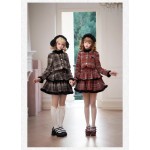 Red Tea Mocha Tweed Check Kawaii JSK Outfit by Withpuji (Wj206)