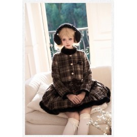 Red Tea Mocha Tweed Check Kawaii JSK Outfit by Withpuji (Wj206)