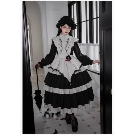 Twilight Castle Gothic Lolita Embroidered OP Dress by Withpuji (Wj203)