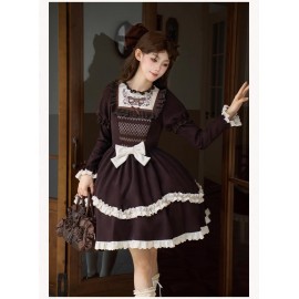 Miss Brown Floral Embroidery Classic Lolita by Withpuji (Wj208)