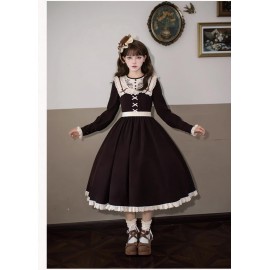 Miss Brown Floral Embroidery Classic Lolita by Withpuji (Wj208)