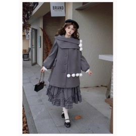 Faux Two-Piece Fleece Wool Coat By Withpuji (Wj209)