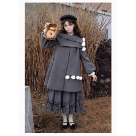 Faux Two-Piece Fleece Wool Coat By Withpuji (Wj209)