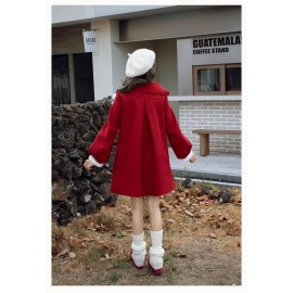 Faux Two-Piece Fleece Wool Coat By Withpuji (Wj209)