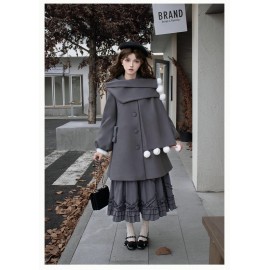 Faux Two-Piece Fleece Wool Coat By Withpuji (Wj209)