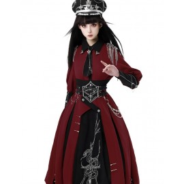 Crimson Night Knight Military Lolita Dress by YingLuoFu (YLF07)