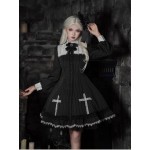 Gothic Striped Cross Lolita Dress OP by Black Shamrock (BSR01)
