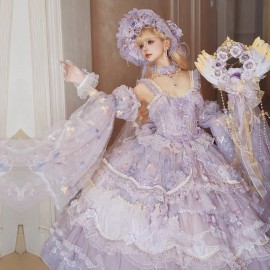 Runaway Princess (Purple) Hime Lolita Dress (Mid-Length) by Cat Fairy (CF40)
