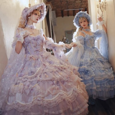 Runaway Princess (Purple) Hime Lolita Dress (Mid-Length) by Cat Fairy (CF40)
