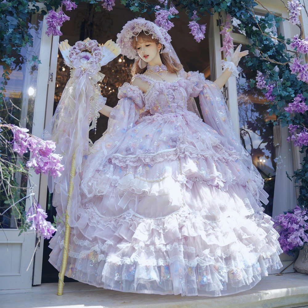 Runaway Princess (Purple) Hime Lolita Dress (Long-Length) by Cat Fairy (CF41)