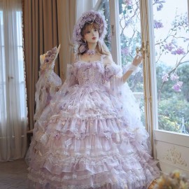 Runaway Princess (Purple) Hime Lolita Dress (Long-Length) by Cat Fairy (CF41)