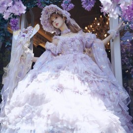 Runaway Princess (Purple) Hime Lolita Dress (Long-Length) by Cat Fairy (CF41)