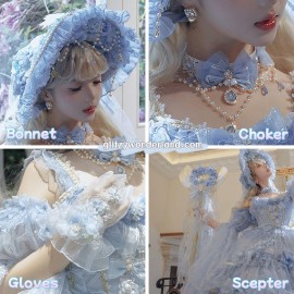 Runaway Princess (Blue) Hime Lolita Dress (Mid-Length) by Cat Fairy (CF42)