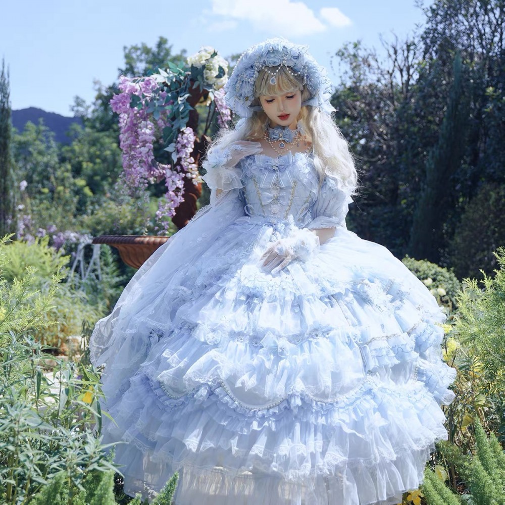 Runaway Princess (Blue) Hime Lolita Dress (Mid-Length) by Cat Fairy (CF42)