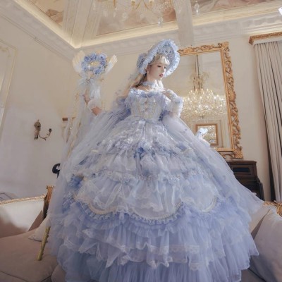 Runaway Princess (Blue) Hime Lolita Dress (Long-Length) by Cat Fairy (CF43)
