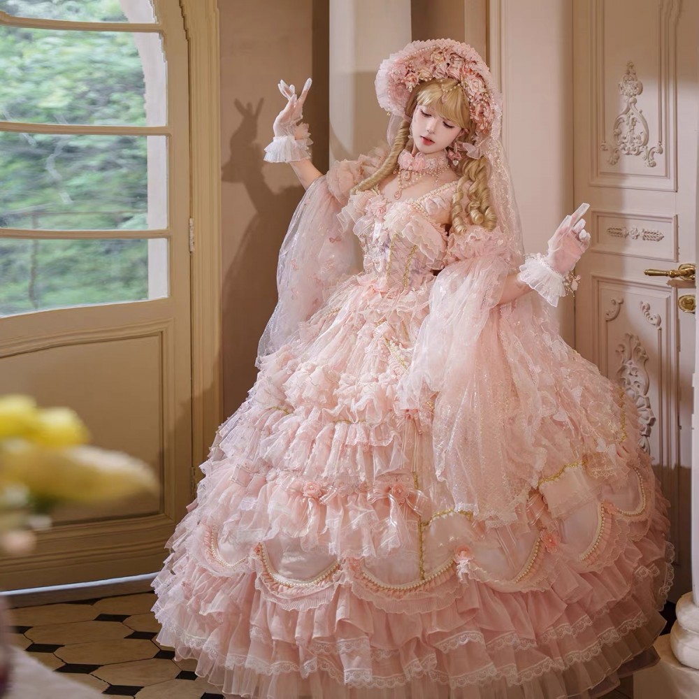 Runaway Princess (Pink) Hime Lolita Dress (Long-Length) by Cat Fairy (CF45)