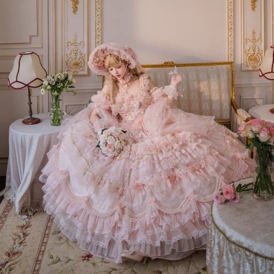 Runaway Princess (Pink) Hime Lolita Dress (Long-Length) by Cat Fairy (CF45)
