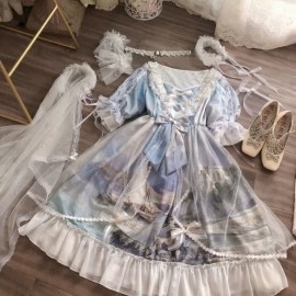 SALE! The Swan Princess Lolita Style Short Sleeve Dress OP (SALED)