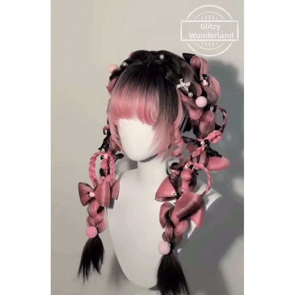 Custom Make Black & Pink Sweet Aesthetic Wigs (CMK07)