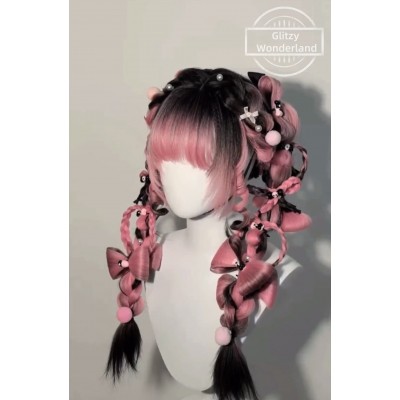 Custom Make Black & Pink Sweet Aesthetic Wigs (CMK07)