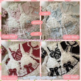 Cross Heart Knot Sweet Lolita Dress JSK & Cape (KG11)