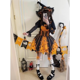 Pumpkin Lantern Halloween Lolita Dress by Lemon Honey (LH10)