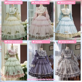 Flowers of the Four Seasons Classic Lolita Dress OP (Tencel) by Sheep Orchid (SO01)