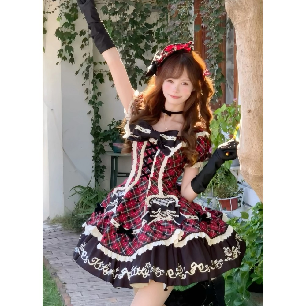 Plaid Magician Punk Lolita Dress OP by Cheese Sheep (CSH01)