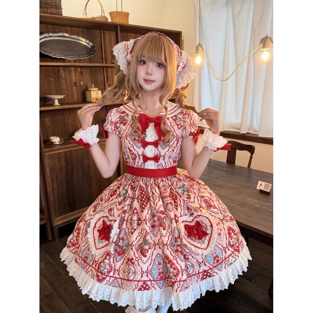 Showa Strawberry Rabbit Sweet Lolita Dress OP / JSK by Dream Lolita (DLT02)