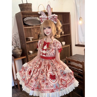 Showa Strawberry Rabbit Sweet Lolita Dress OP / JSK by Dream Lolita (DLT02)