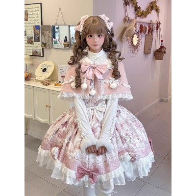 Winter Sweet Lolita Dress & Cape Outfit by Luxurious Sweet Cat (LSC01)