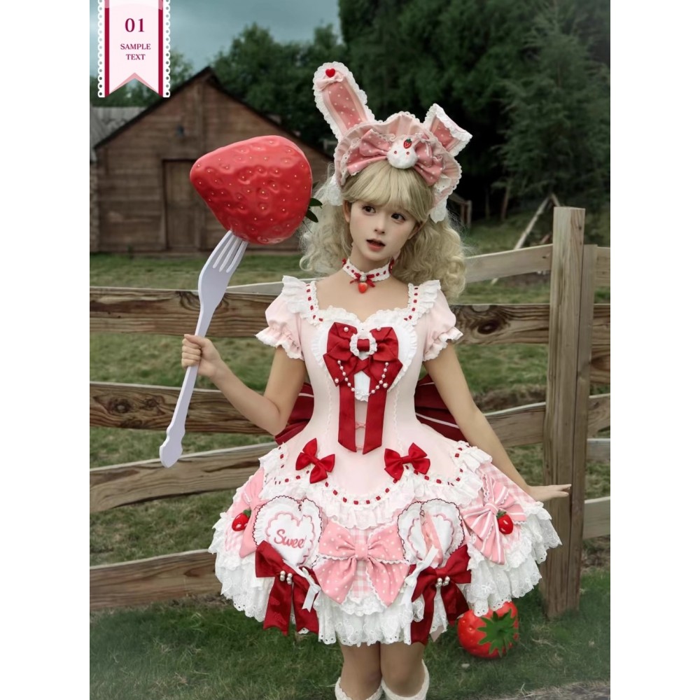 Sweet Berry Rabbit Sweet Lolita Dress by Peach White Tea (PWT05)