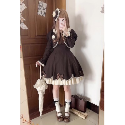 Little Hazelnut Chocolate Color OP Fake Two-Piece by Rose Weaving Poetry (RWP02)