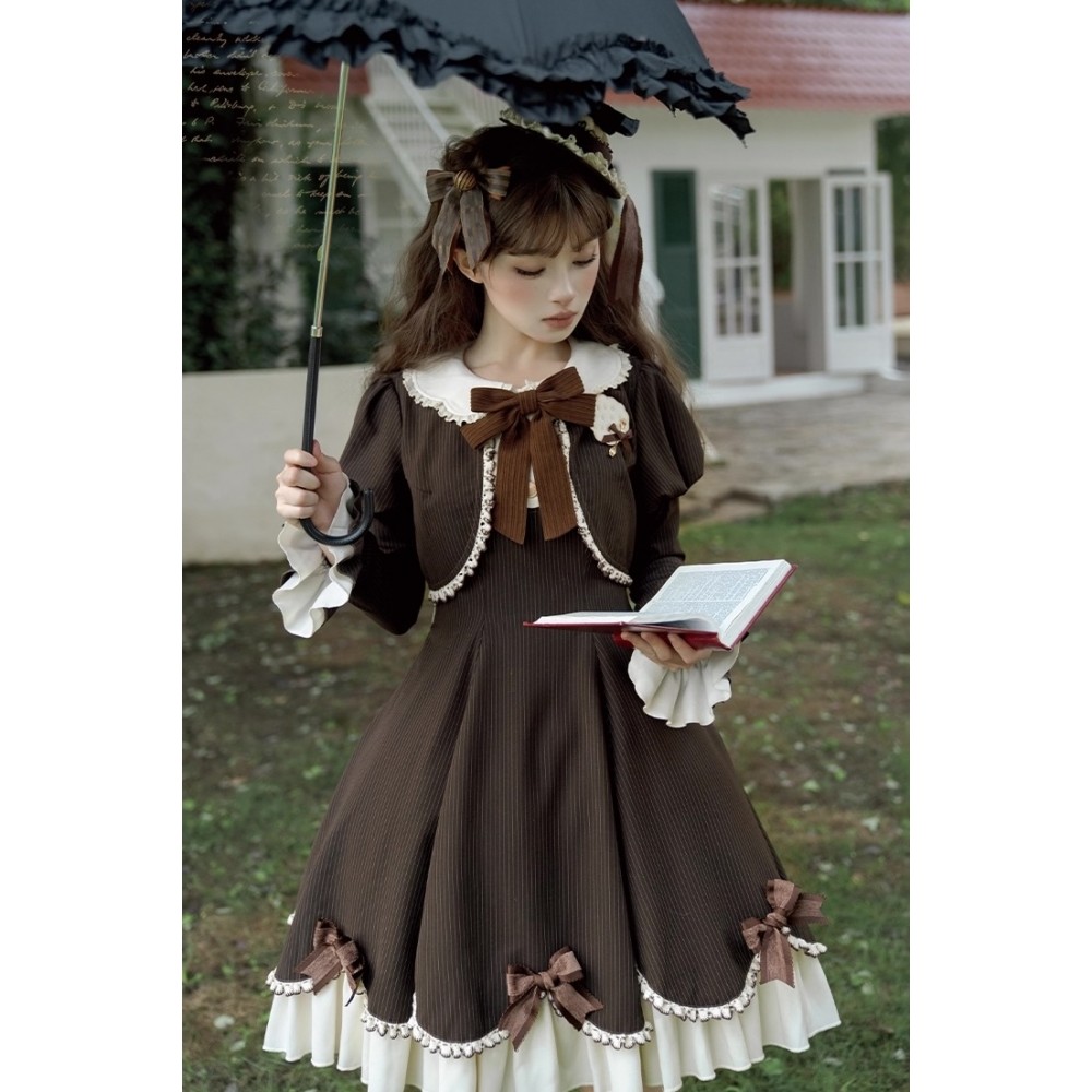 Little Hazelnut Chocolate Color OP Fake Two-Piece by Rose Weaving Poetry (RWP02)